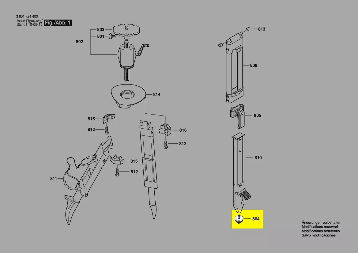 pied pour trépied Bosch réf. 2 610 A11 966
